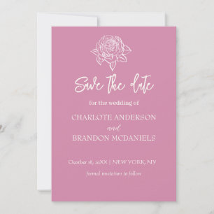 Save The Date Croquis de rose minimal Fleurs mariage Enregistrez