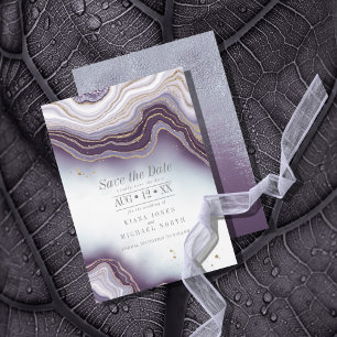Save The Date Crystal Agate Mariage Amethyst ID825