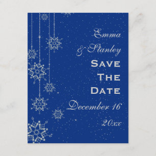 Save The Date Crystal flocons de neige mariage bleu Enregistrer