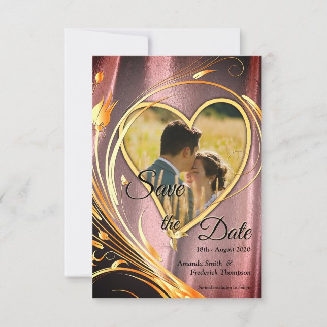 Save The Date Cuivre/Brass Satin & Fleur Graphique (Devant)