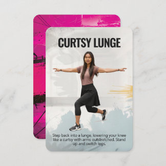 Save The Date Curtsy Lunge Fitness Card with Pink Backing