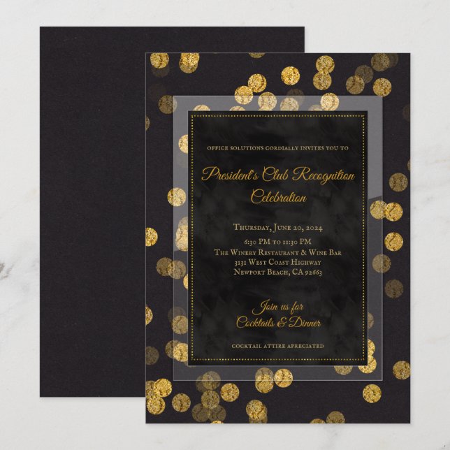 Save The Date *CUSTOM_Black Gold Confetti Célébration de fête (Devant / Derrière)