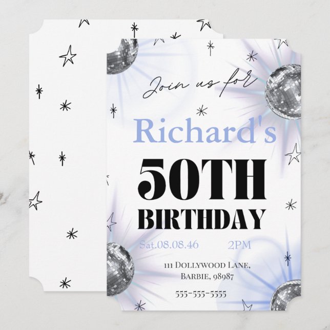 Save The Date custom personalized photo 50th  birthday (Devant / Derrière)