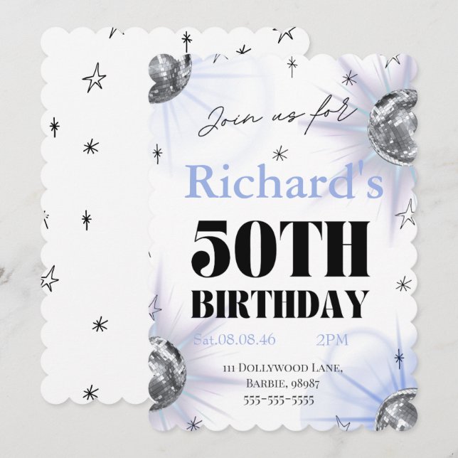 Save The Date custom personalized photo 50th  birthday (Devant / Derrière)