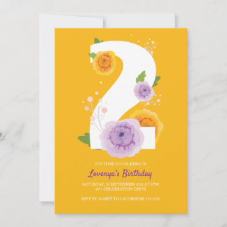 Save The Date Cute aquarelle Floral Enfants 2e fête d'anniversai