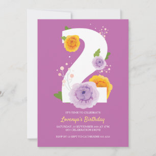 Save The Date Cute aquarelle Floral Enfants 2e fête d'anniversai