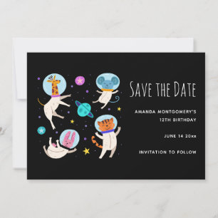 Save The Date Cute astronaute Animaux flottant dans l'espace