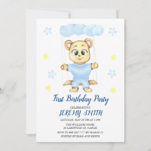 Save The Date Cute Bear Thème Fête d'anniversaire du garçon