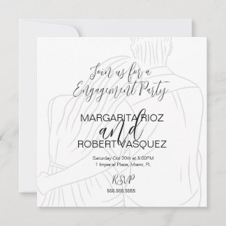 Save The Date Cute Couple Hugging Script Engagement Party