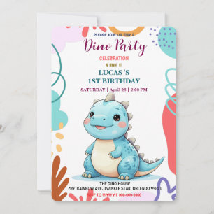 Save The Date Cute DIno Baby Dinosaures 1er anniversaire fête