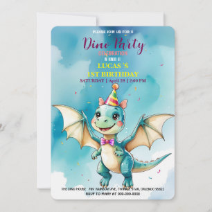 Save The Date Cute DIno Baby Dinosaures 1er anniversaire fête