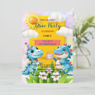 Save The Date Cute DIno fleur sauvage Dinosaures 1er anniversair