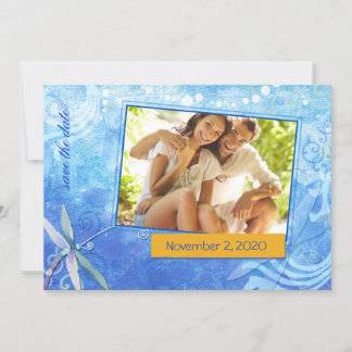 Save The Date Cute Dragonfly Blue Mariage Photo Enregistrer la d