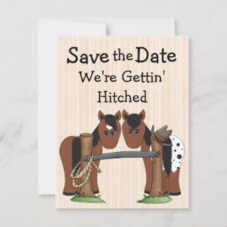 Save The Date Cute Horses We're Getting Hitched Wedding