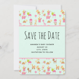 Save The Date Cute Nursery Animaux Motif