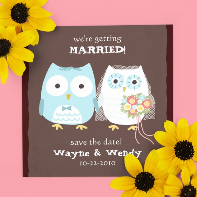 Save The Date Cute Owls Mariage mariée et chambre Enregistrer la (Créateur téléchargé)