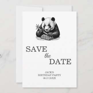 Save The Date Cute Panda Green Bamboo fête d'anniversaire