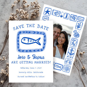 Save The Date Cute Poisson Main Draet Sweet Beach Photo personna