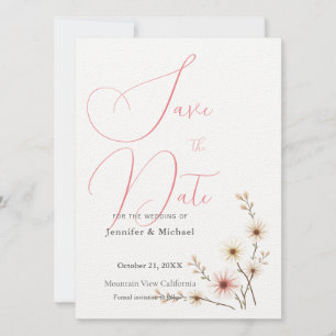 Save The Date Cute Professional Minimaliste Plain Moderne Floral
