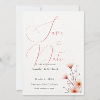 Save The Date Cute Professional Minimaliste Plain Moderne Floral