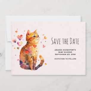 Save The Date Cute Tabby Chat avec Coeurs