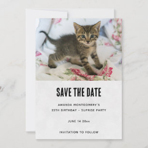 Save The Date Cute Tabby Kitten Semblable Anniversaire Surpris