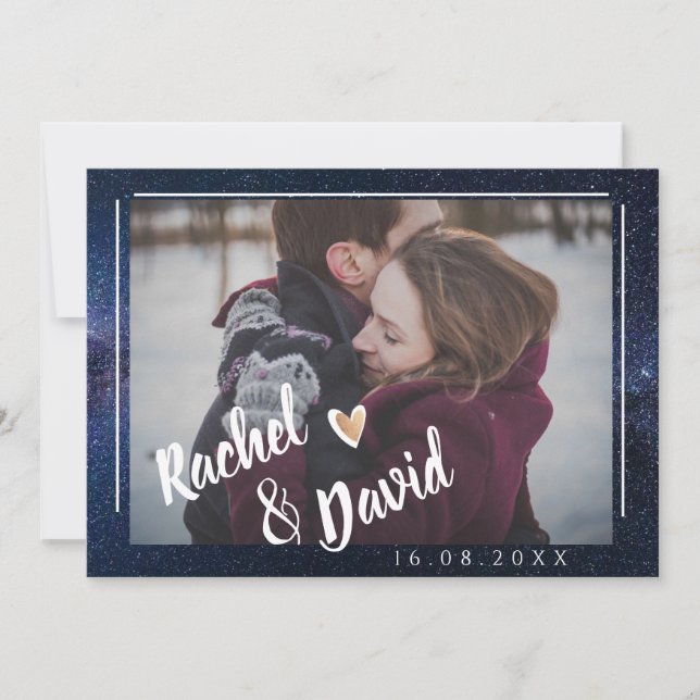 Save The Date Cute Under The Stars Typographie Photo Mariage (Devant)