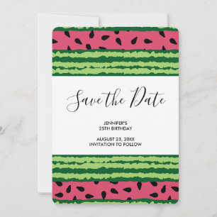 Save The Date Cute Watermelon Motif rose et vert Anniversaire