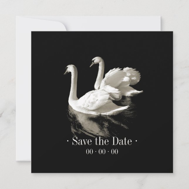 Save The Date Cygnes romantiques - Annonce de sauvegarde de la d (Devant)