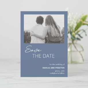 Save The Date Dahlia Dusty Bleu Contemporain Mariage moderne