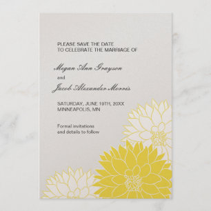 Save The Date Dahlia jaune sur Grey