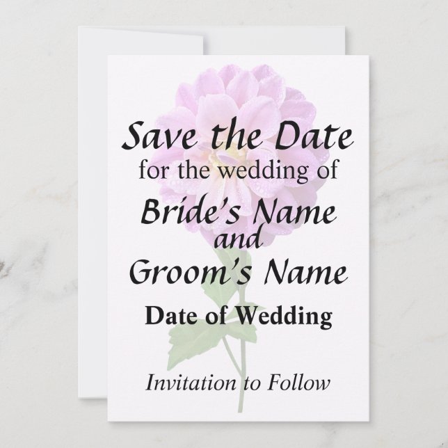 Save The Date Dahlia Rose Avec Dew (Devant)