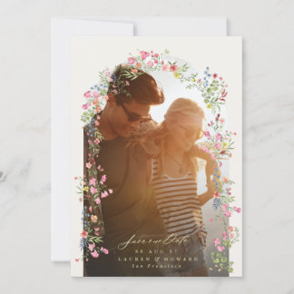 Save The Date dainty romantique arche florale printemps photo de