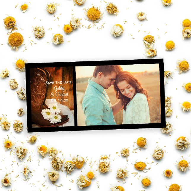 Save The Date Daisies Cowboy Boots Western Wedding Enregistrer l (Créateur téléchargé)