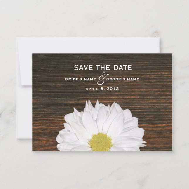 Save The Date Daisy & Barnwood Wedding Enregistrer La Date (Devant)