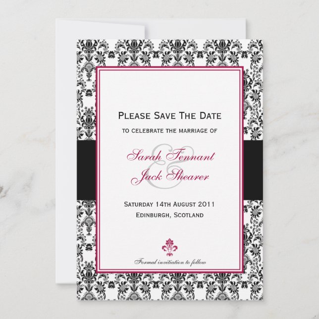 Save The Date Damas noir & blanc Enregistrer la date (Devant)