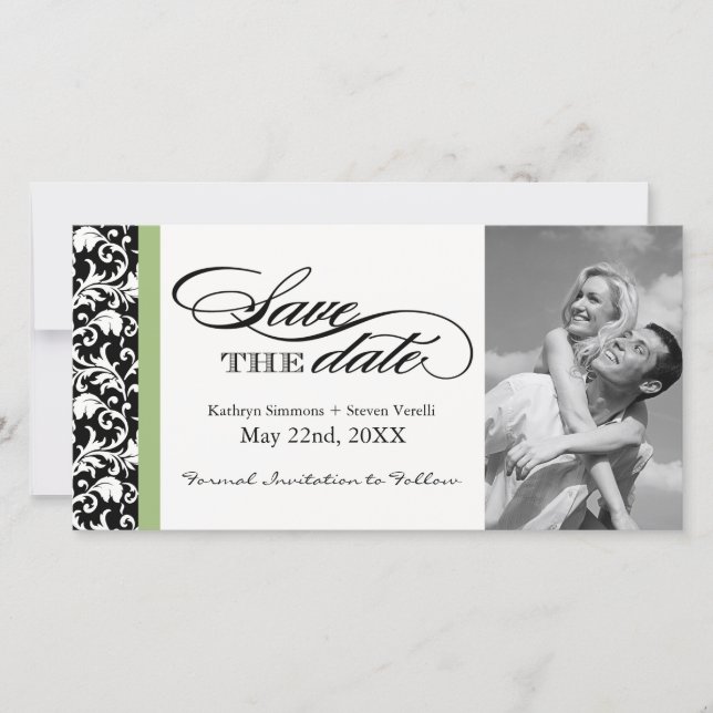 Save The Date Damas noir et blanc Enregistrer la date (Devant)