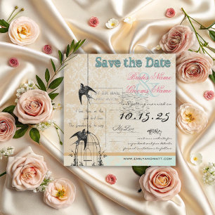 Save The Date Damask Birdcage mariage Enregistrer la date rose v
