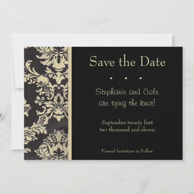 Save The Date Damask Black et Tan (Devant)