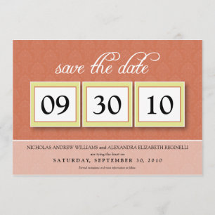 Save The Date Damask Box Trio 5x7 Enregistrer la date (tangerine