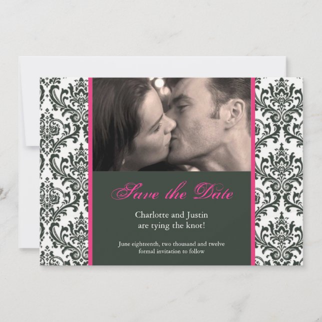 Save The Date damask ; enregistrer la date (Devant)