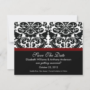 Save The Date Damask Enregistrer La Date Annonce Merlot Rouge