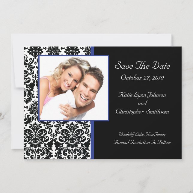 Save The Date Damask Photo Enregistrer La Date Annonce (Devant)