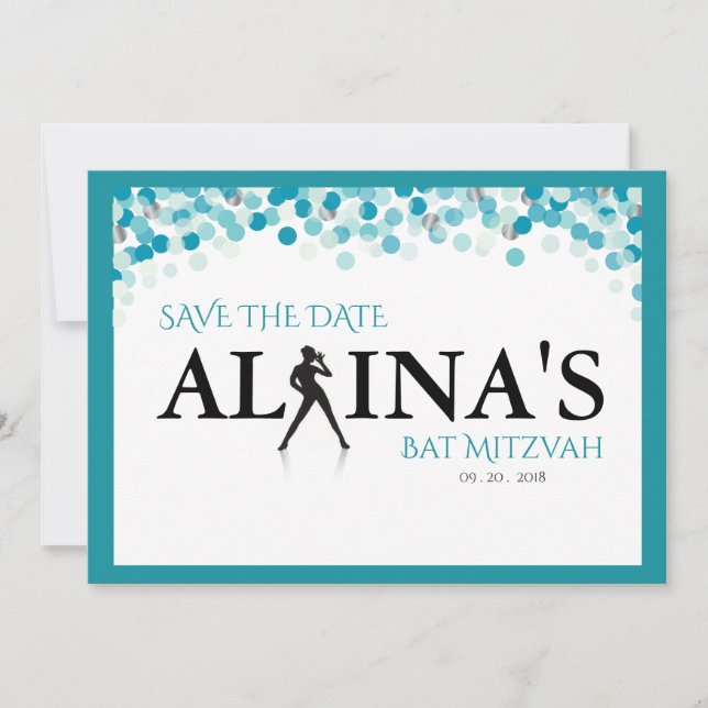 Save The Date DANCER DOTS Bat mitzvah —ARGENT GOTS (Devant)