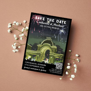 Save The Date Danois Vintage Wedding Travel QR Code