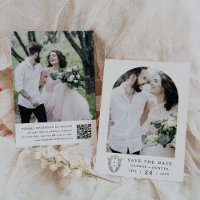 DAPHNE Black Blanc Floral Crest Minimaliste Mariag