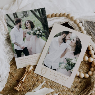 Save The Date DAPHNE Crème Minimaliste Or Boho Vintage Mariage