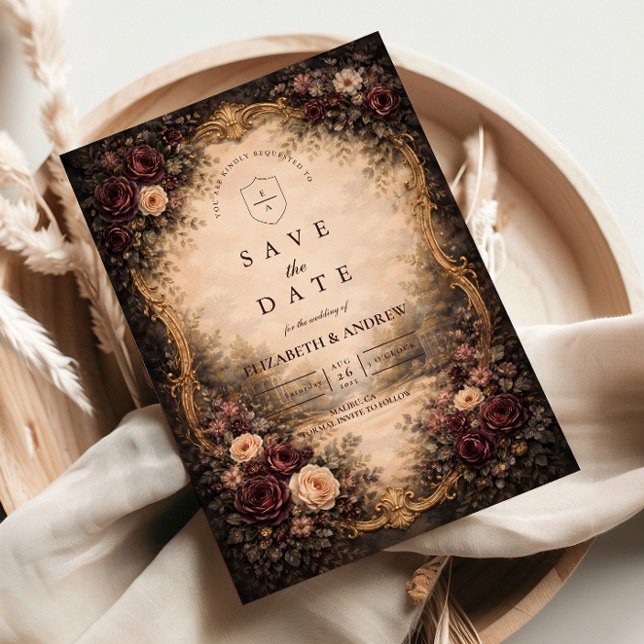 Save The Date Dark Baroque Floral Wedding (Créateur téléchargé)
