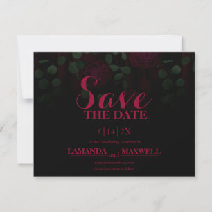 Save The Date Dark Gothic Fuchsia Mariage Floral Enregistrer La