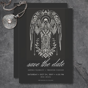 Save The Date Dark Moody Mariage d'ange fermé